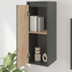 vidaXL Wandkast 30x30x80 cm massief grenenhout grijs