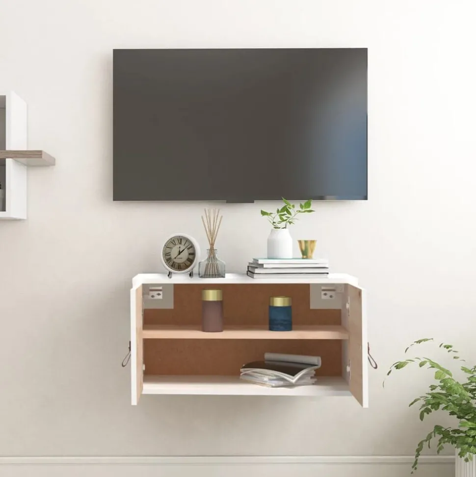 vidaXL Wandkast 60x30x30 cm massief grenenhout wit