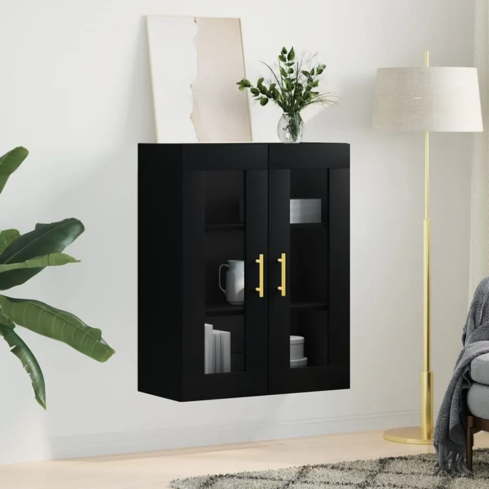 vidaXL Wandkast 69,5x34x90 cm zwart
