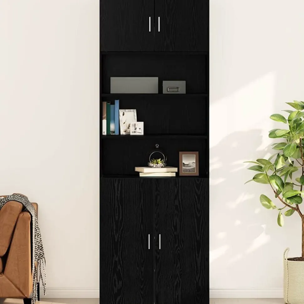 vidaXL Wandkast Zwart eiken 80 x 42.5 x 40 cm Bewerkt hout