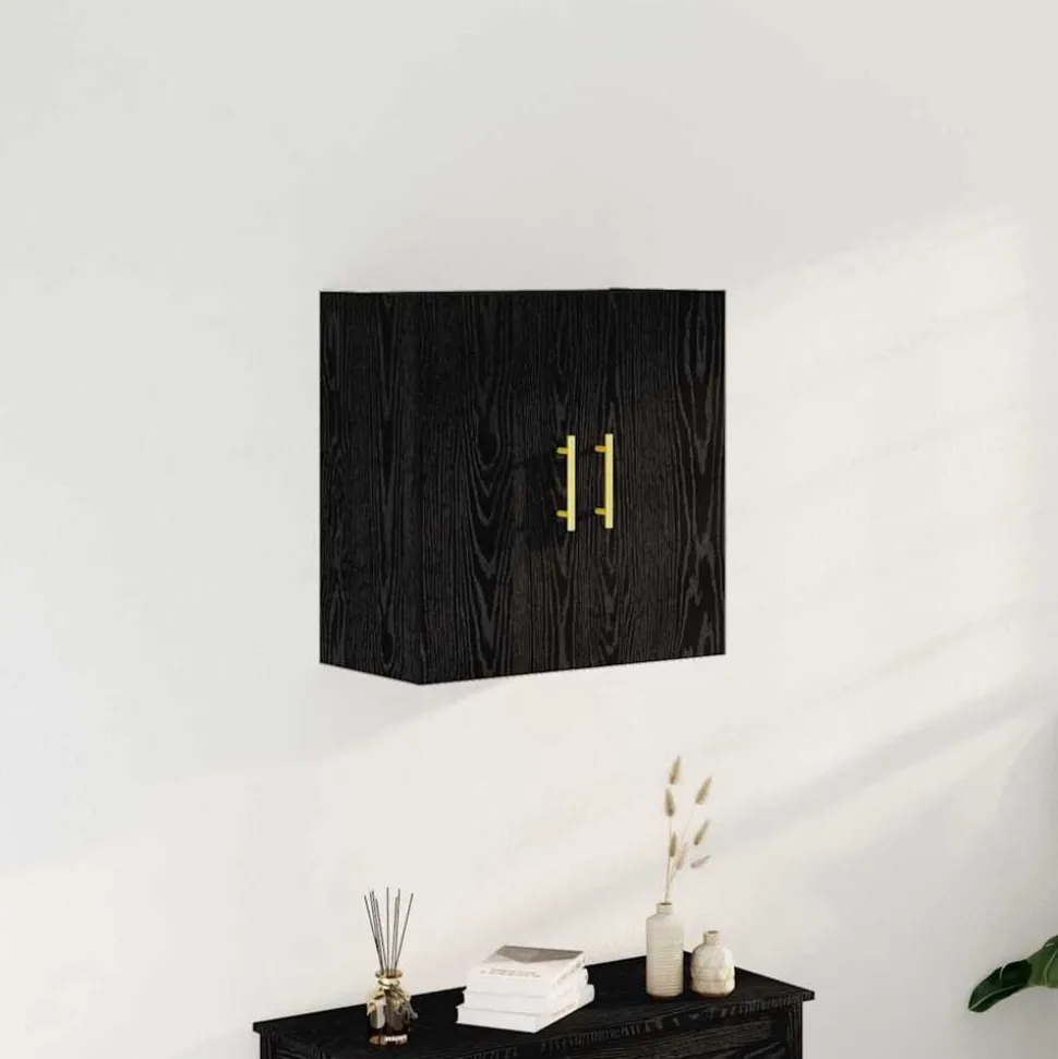 vidaXL Wandkast Zwart Eiken 60 x 31 x 70 cm Bewerkt hout