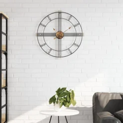 vidaXL Wandklok Ø60 cm ijzer zwart