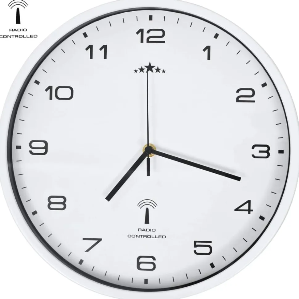 vidaXL Wandklok met quartz uurwerk radiogestuurd 31 cm wit