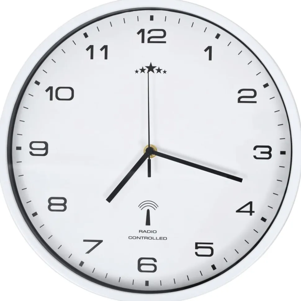 vidaXL Wandklok met quartz uurwerk radiogestuurd 31 cm wit