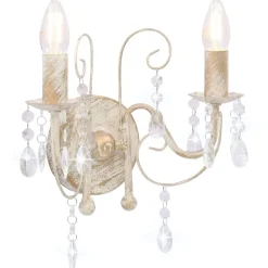 vidaXL Wandlamp met kralen 2xE14 antiekwit