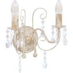 vidaXL Wandlamp met kralen 2xE14 antiekwit