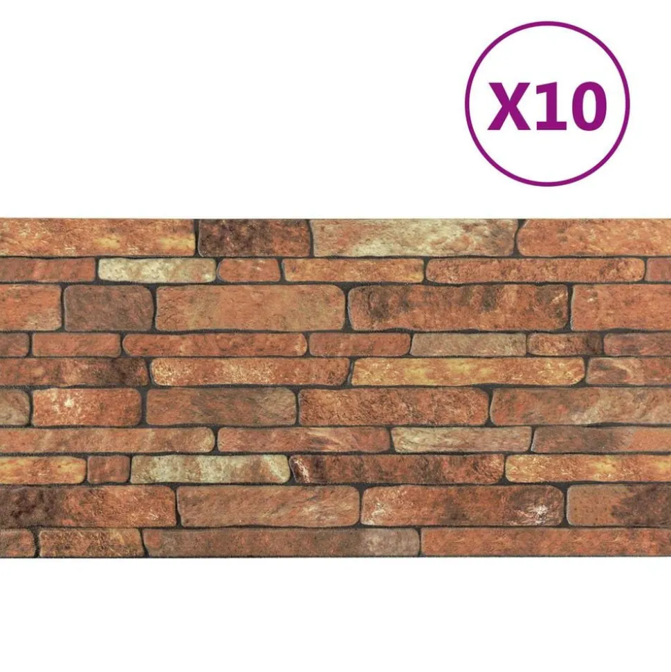 vidaXL Wandpanelen 10 pcs Bruin en wit 100 x 50 cm EPS-schuim
