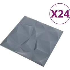 vidaXL Wandpanelen 24 pcs Diamant Grijs 50 x 50 cm XPS Schuim