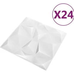 vidaXL Wandpanelen 24 pcs Diamant Wit 50 x 50 cm XPS Schuim