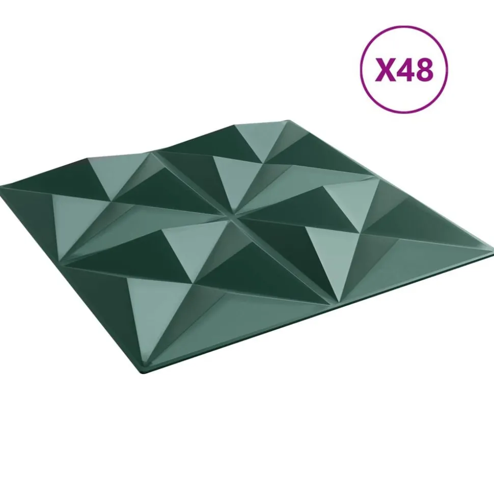 vidaXL Wandpanelen 48 pcs Origami Groen 50 x 50 cm XPS Schuim