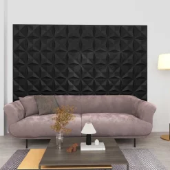 vidaXL Wandpanelen 48 pcs Origami Zwart 50 x 50 cm XPS Schuim