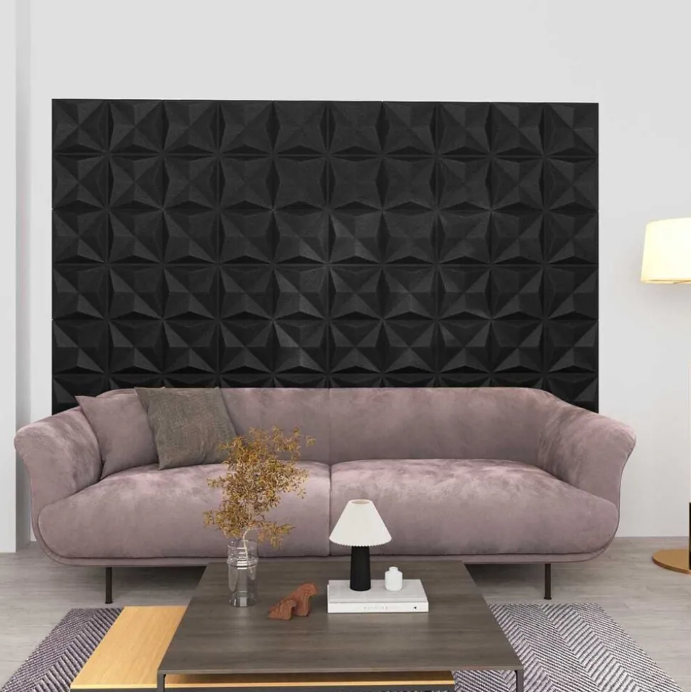 vidaXL Wandpanelen 48 pcs Origami Zwart 50 x 50 cm XPS Schuim