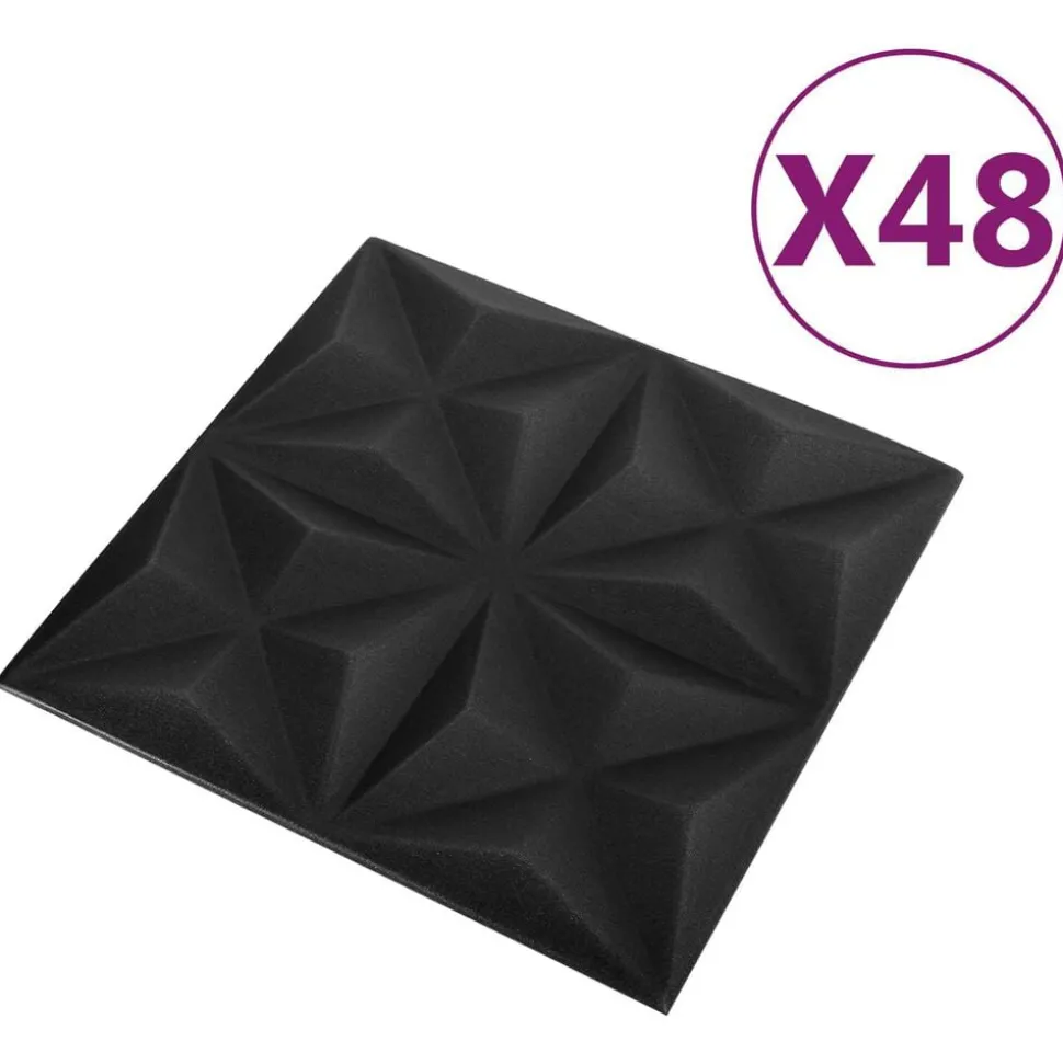 vidaXL Wandpanelen 48 pcs Origami Zwart 50 x 50 cm XPS Schuim