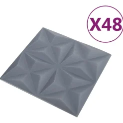 vidaXL Wandpanelen 48 pcs Origami Grijs 50 x 50 cm XPS Schuim