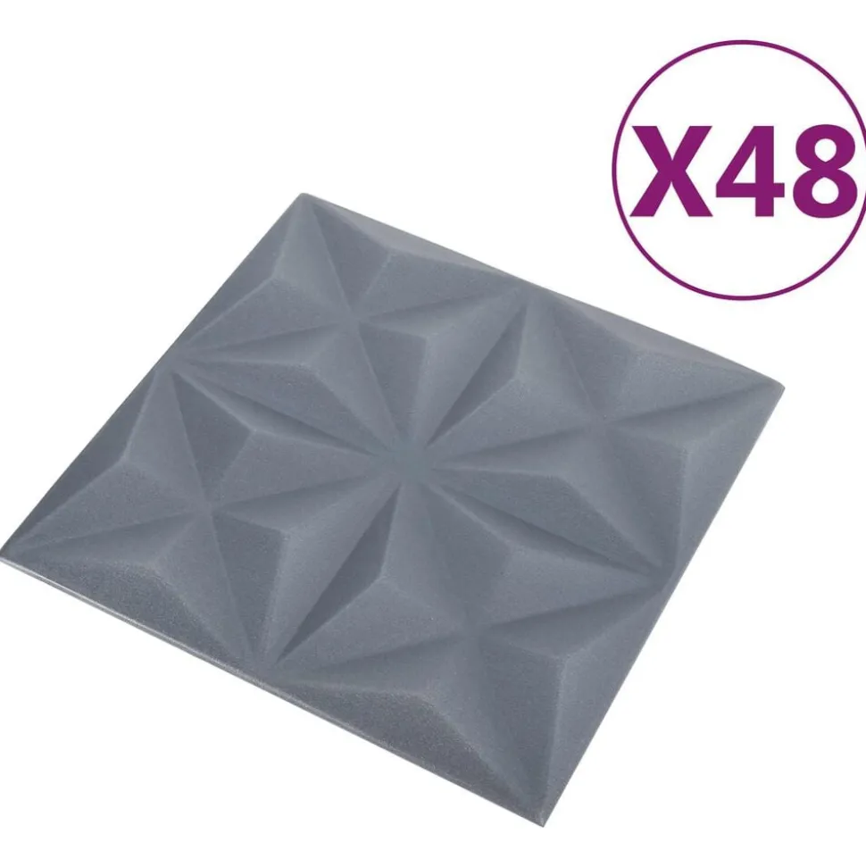vidaXL Wandpanelen 48 pcs Origami Grijs 50 x 50 cm XPS Schuim