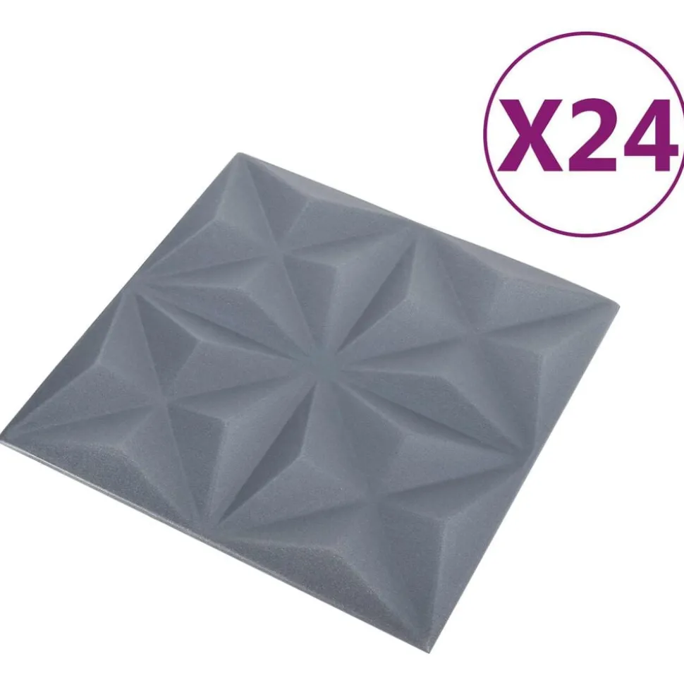 vidaXL Wandpanelen 24 pcs Origami Grijs 50 x 50 cm XPS Schuim