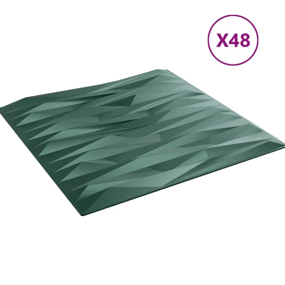 vidaXL Wandpanelen 48 pcs Steen Groen 50 x 50 cm XPS Schuim
