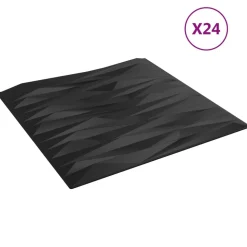 vidaXL Wandpanelen 24 pcs Zwarte Steen 50 x 50 cm XPS Schuim