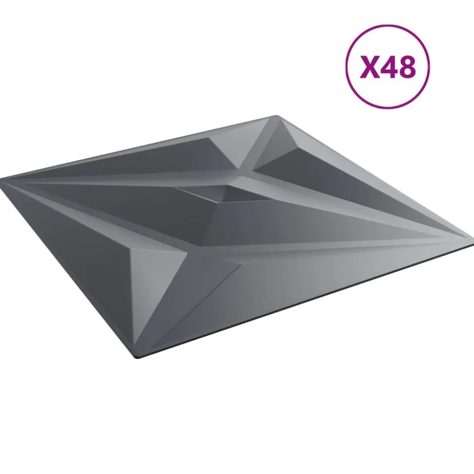 vidaXL Wandpanelen Ster 48 pcs Ster Grijs 50 x 50 cm XPS Schuim