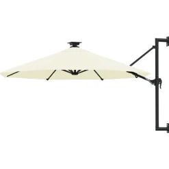 vidaXL Wandparasol met LED's 300 cm zandkleurig