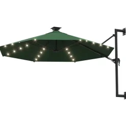 vidaXL Wandparasol met LED's 300 cm groen