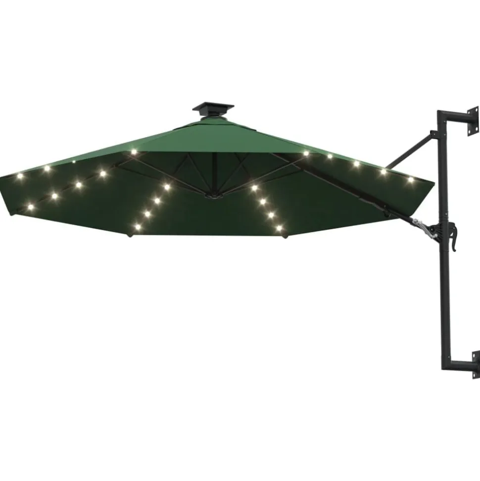 vidaXL Wandparasol met LED's 300 cm groen