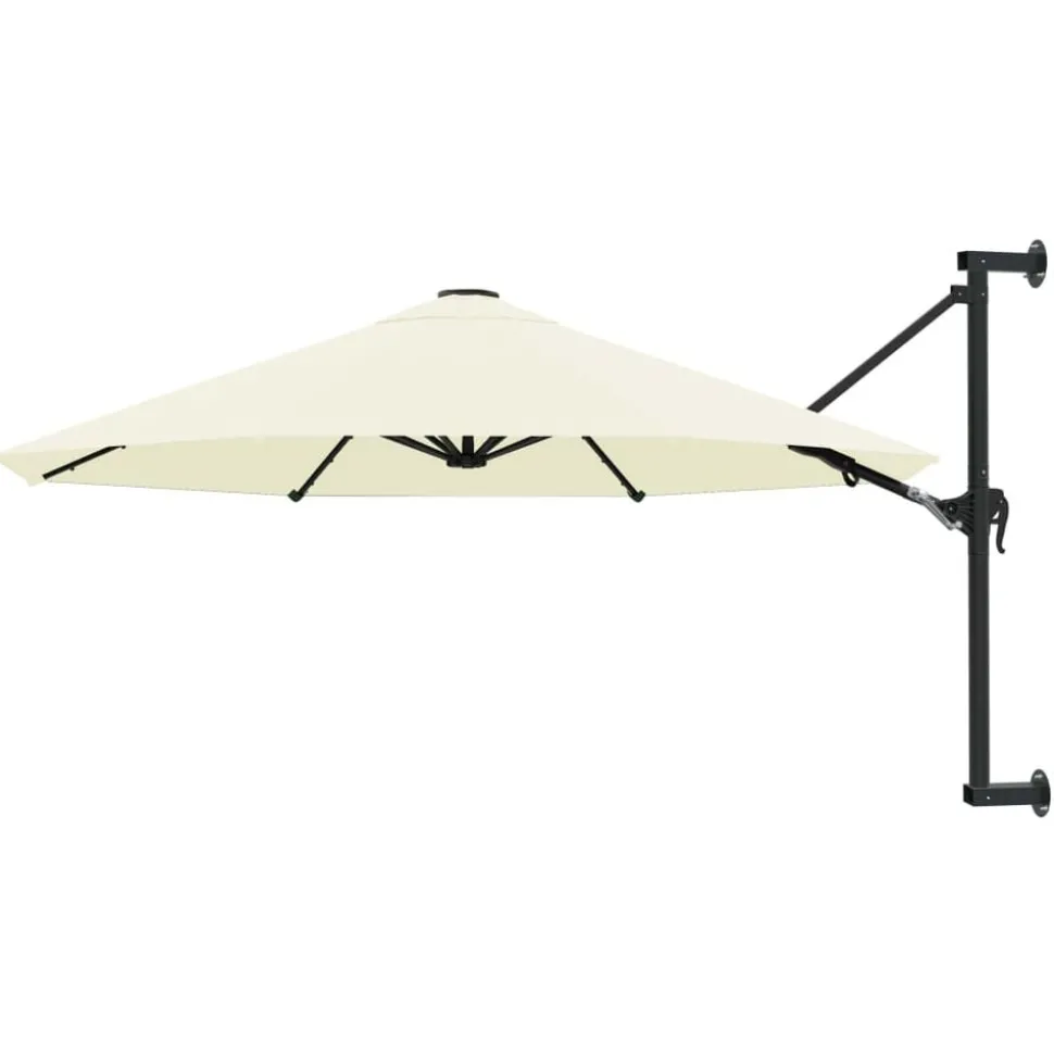vidaXL Wandparasol met metalen paal 300 cm zandkleurig