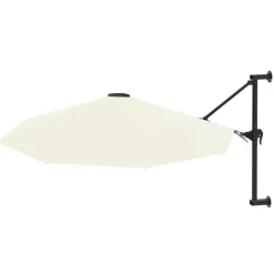 vidaXL Wandparasol met metalen paal 300 cm zandkleurig