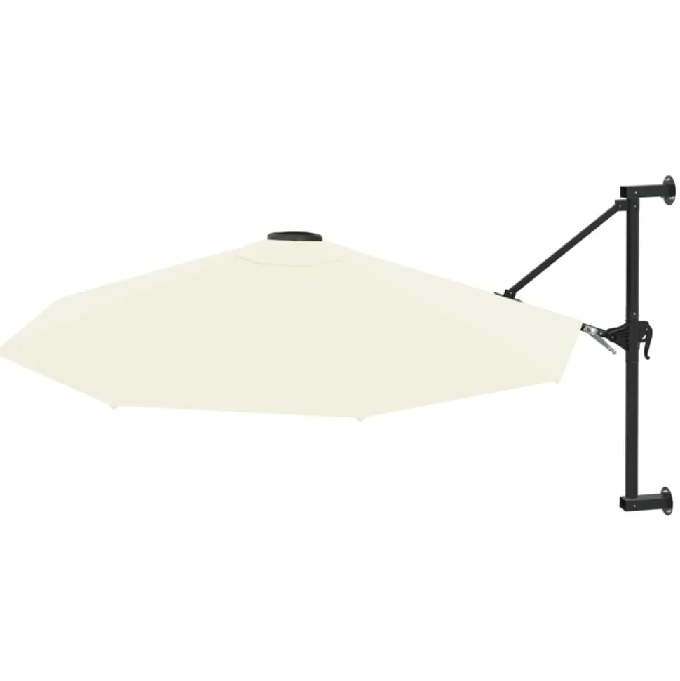vidaXL Wandparasol met metalen paal 300 cm zandkleurig
