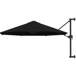 vidaXL Wandparasol met metalen paal 300 cm zwart