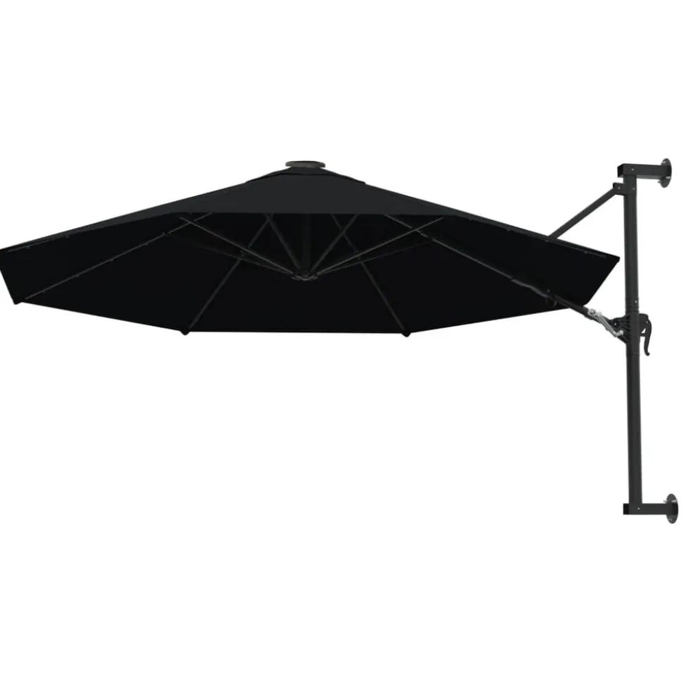vidaXL Wandparasol met metalen paal 300 cm zwart