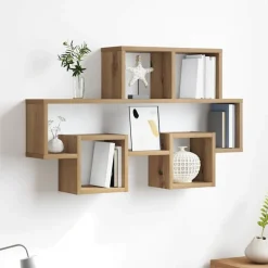 vidaXL Wandplank artisanaal eikenkleurig 82 x 15 x 51 cm Bewerkt hout