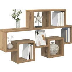 vidaXL Wandplank artisanaal eikenkleurig 82 x 15 x 51 cm Bewerkt hout