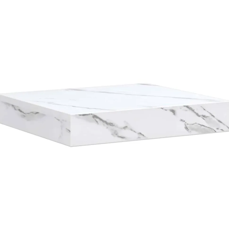 vidaXL Wandplank met opslag Wit Marmer 23 x 23,5 x 4 cm Bewerkt hout