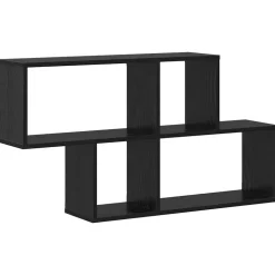 vidaXL Wandplank met plank Wandgemonteerd Zwart Bewerkt hout