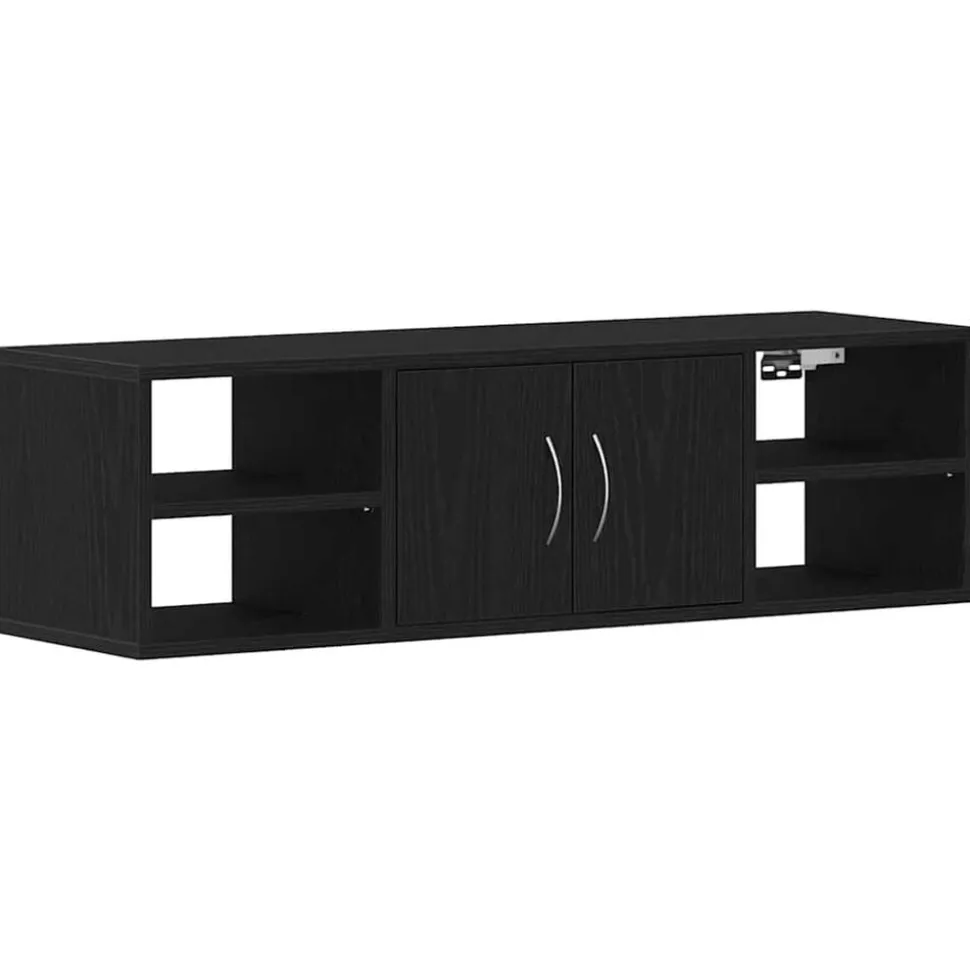 vidaXL Wandplank met plank Zwart Eiken 102 x 30 x 29 cm Bewerkt hout