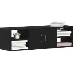 vidaXL Wandplank met plank Zwart Eiken 102 x 30 x 29 cm Bewerkt hout