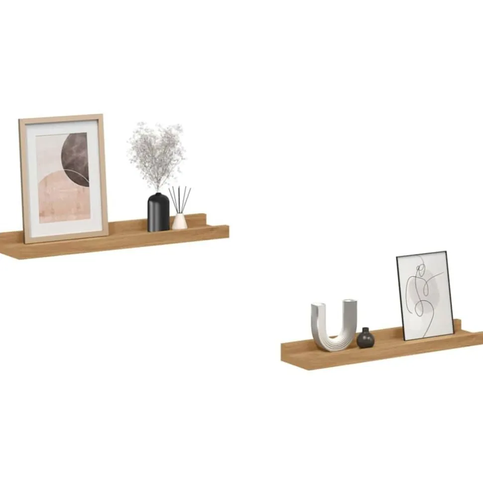vidaXL Wandplank met plank 2 pcs Bruin 40 x 9 x 3 cm Bewerkt hout