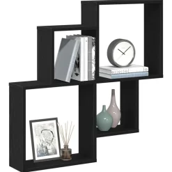 vidaXL Wandplank met plank Zwart Eiken 80 x 15 x 78,5 cm Bewerkt hout