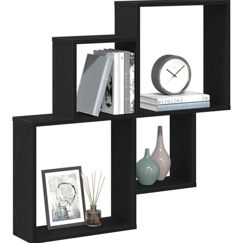 vidaXL Wandplank met plank Zwart Eiken 80 x 15 x 78,5 cm Bewerkt hout