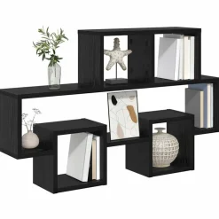 vidaXL Wandplank met plank Zwart eiken 82 x 15 x 51 cm Bewerkt hout