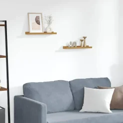 vidaXL Wandplank met plank 2 pcs Beige 40 x 9 x 3 cm Bewerkt hout