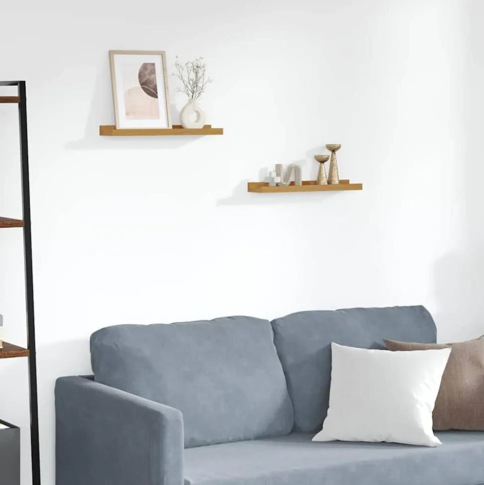 vidaXL Wandplank met plank 2 pcs Beige 40 x 9 x 3 cm Bewerkt hout