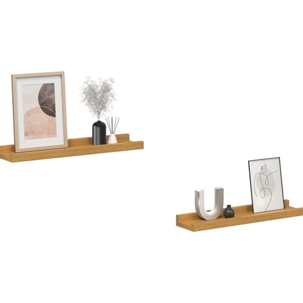 vidaXL Wandplank met plank 2 pcs Beige 40 x 9 x 3 cm Bewerkt hout