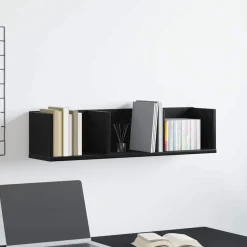 vidaXL Wandplank met plank Zwart Eiken 75 x 18 x 18 cm Bewerkt hout