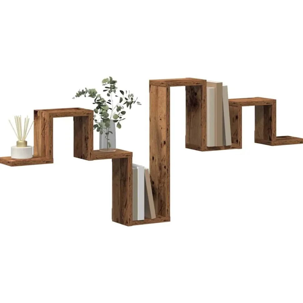 vidaXL Wandplank Wandgemonteerd met opslag Oudhout 104.5 x 43 x 10 cm