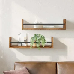 vidaXL Wandplank Wandgemonteerd 2 pcs Oudhout 60 x 16 x 14 cm