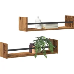vidaXL Wandplank Wandgemonteerd 2 pcs Oudhout 60 x 16 x 14 cm