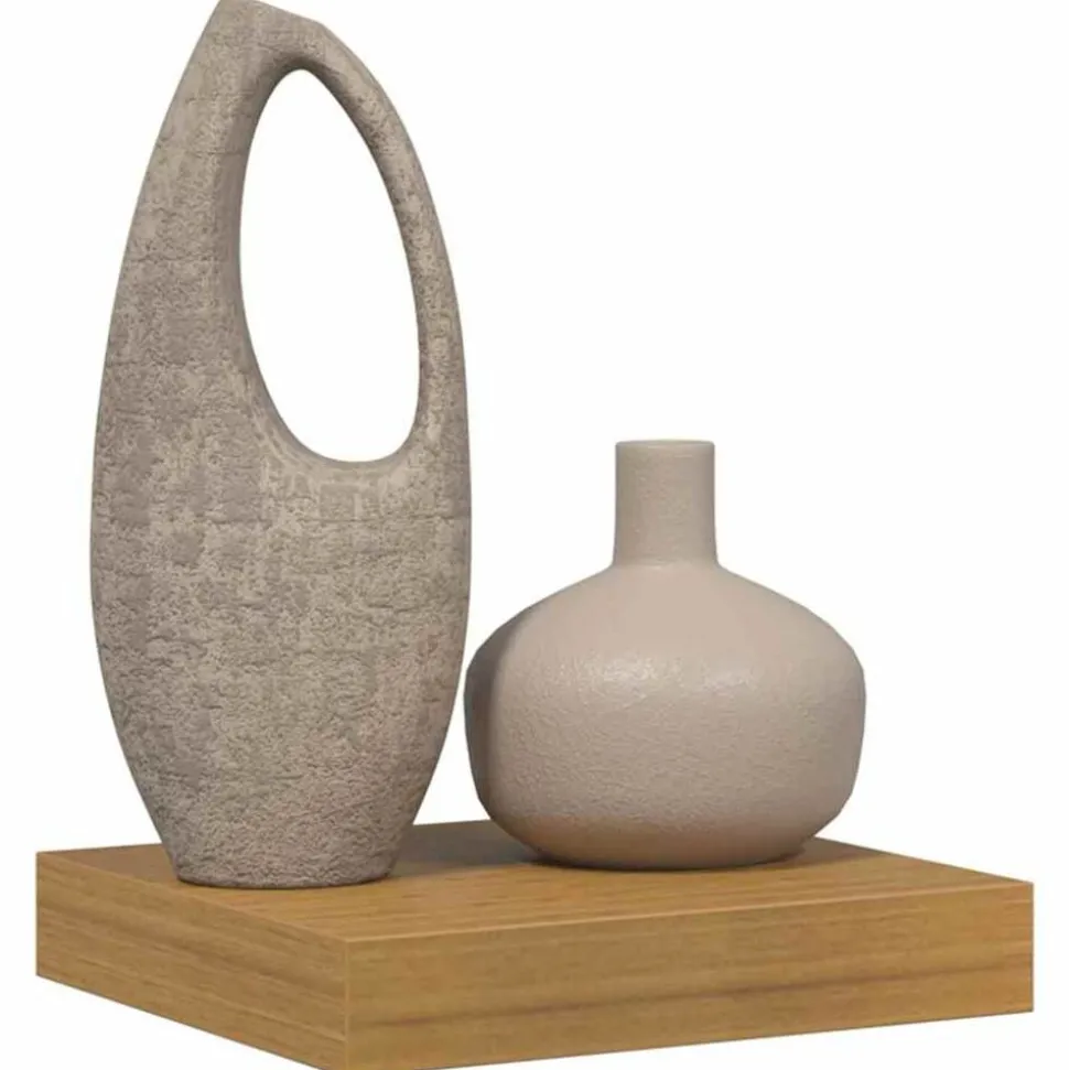 vidaXL Wandplank Wandgemonteerd Beige 23 x 23,5 x 4 cm Bewerkt hout