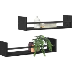vidaXL Wandplank Wandgemonteerd 2 pcs Zwart Eiken 60 x 16 x 14 cm